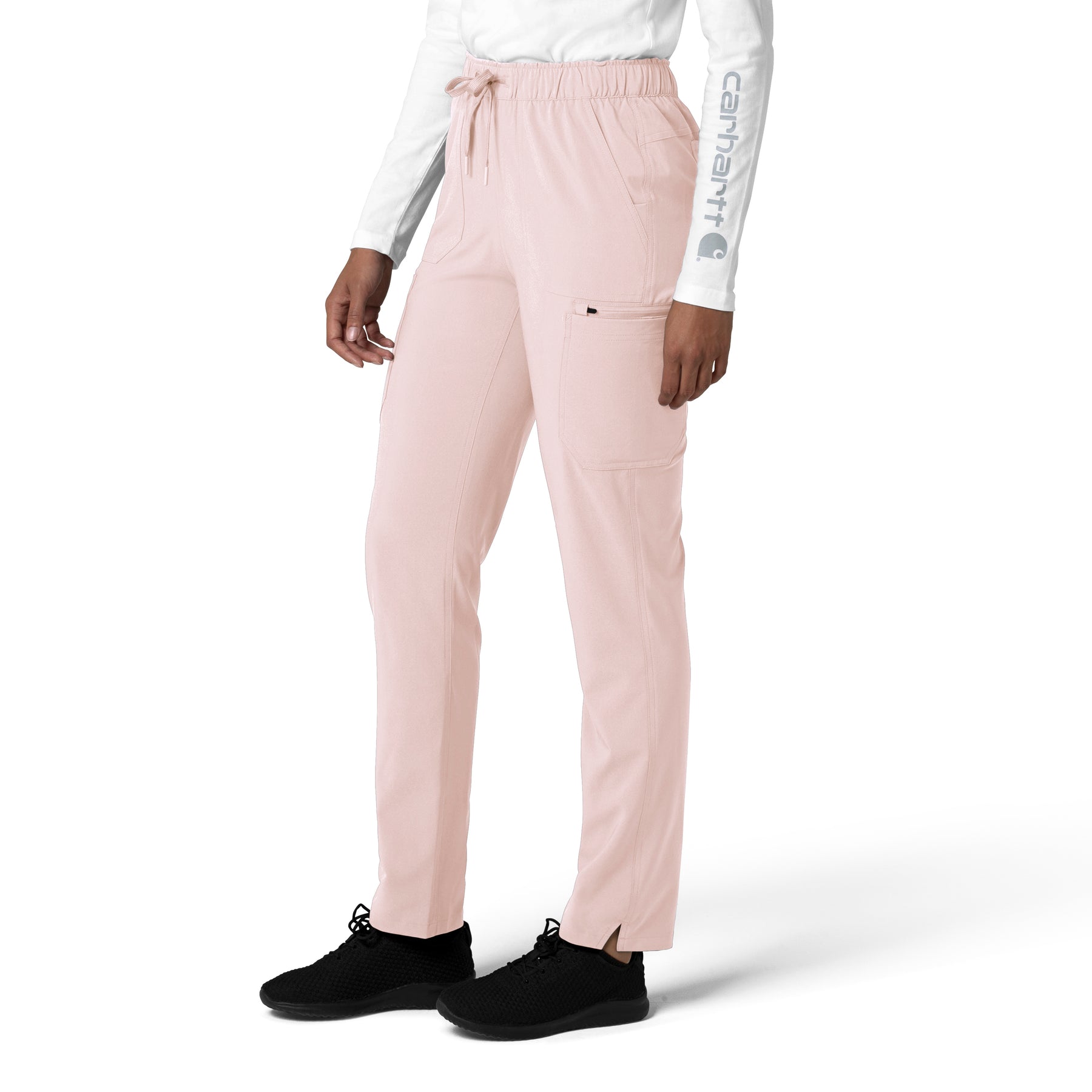 Force Cross-Flex Women's Straight Leg Cargo Scrub Pant Soft Rose side view
