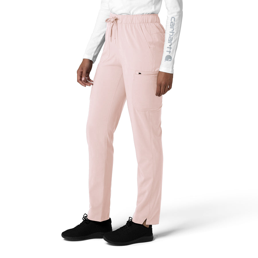 Force Cross-Flex Women's Straight Leg Cargo Scrub Pant Soft Rose side view