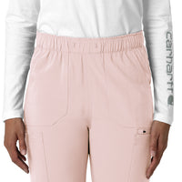 Force Cross-Flex Women's Straight Leg Cargo Scrub Pant Soft Rose front detail