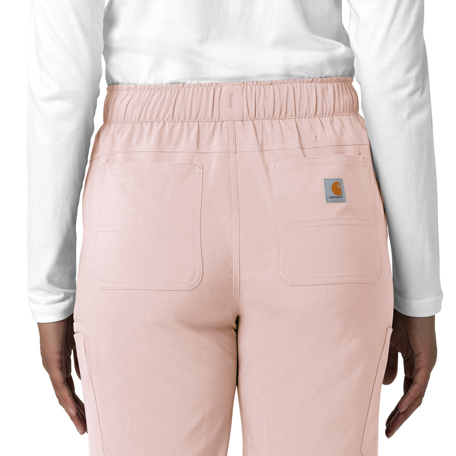 Force Cross-Flex Women's Straight Leg Cargo Scrub Pant Soft Rose hemline detail