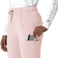 Force Cross-Flex Women's Straight Leg Cargo Scrub Pant Soft Rose zip card pocket detail