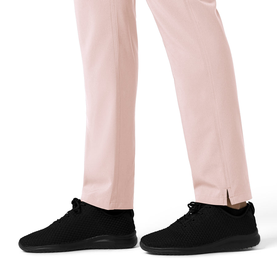 Force Cross-Flex Women's Straight Leg Cargo Scrub Pant Soft Rose hemline detail