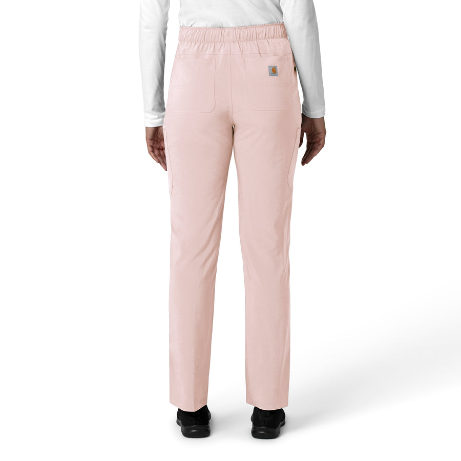 Force Cross-Flex Women's Straight Leg Cargo Scrub Pant Soft Rose back view