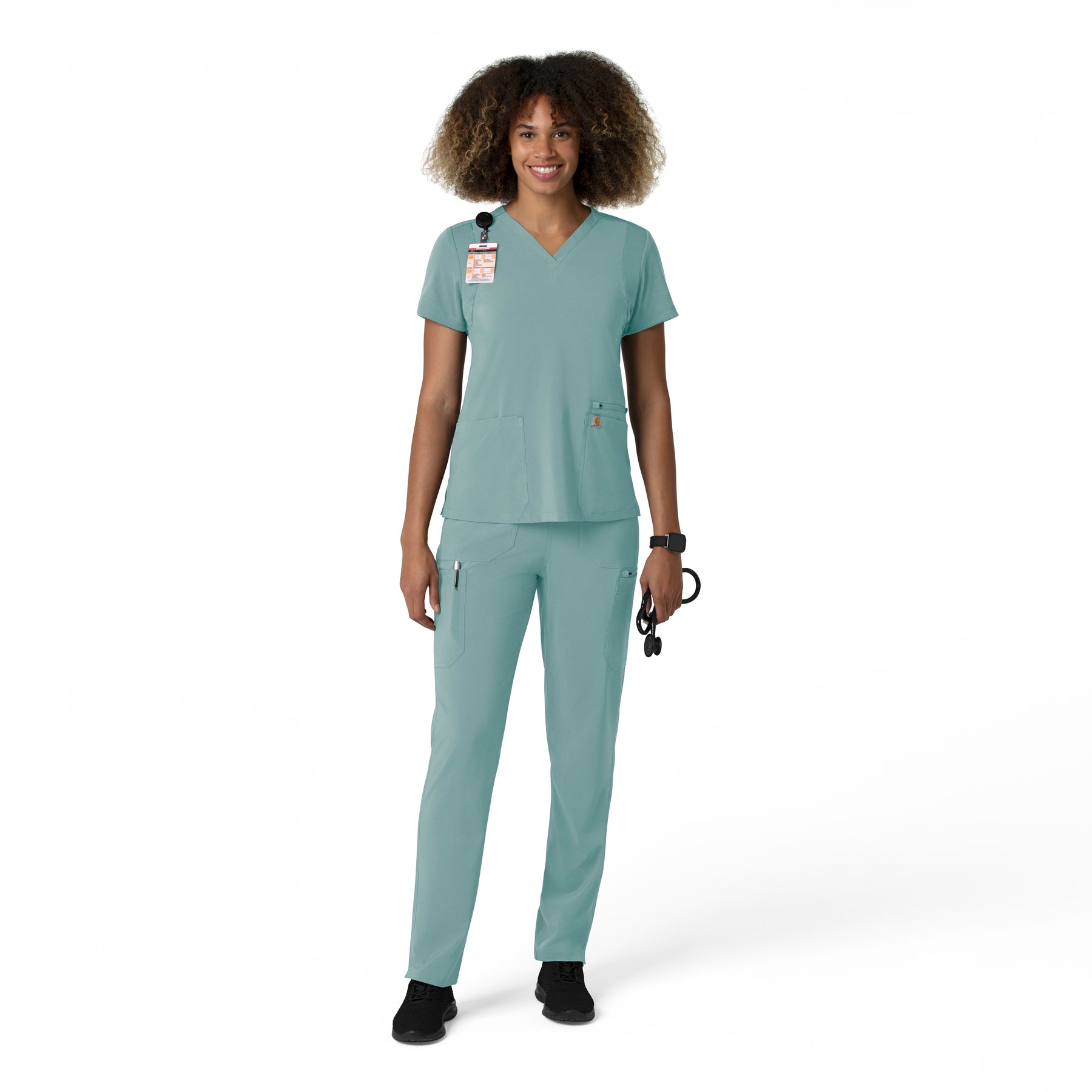 Force Cross-Flex Women's Straight Leg Cargo Scrub Pant Summer Blue full scrub set