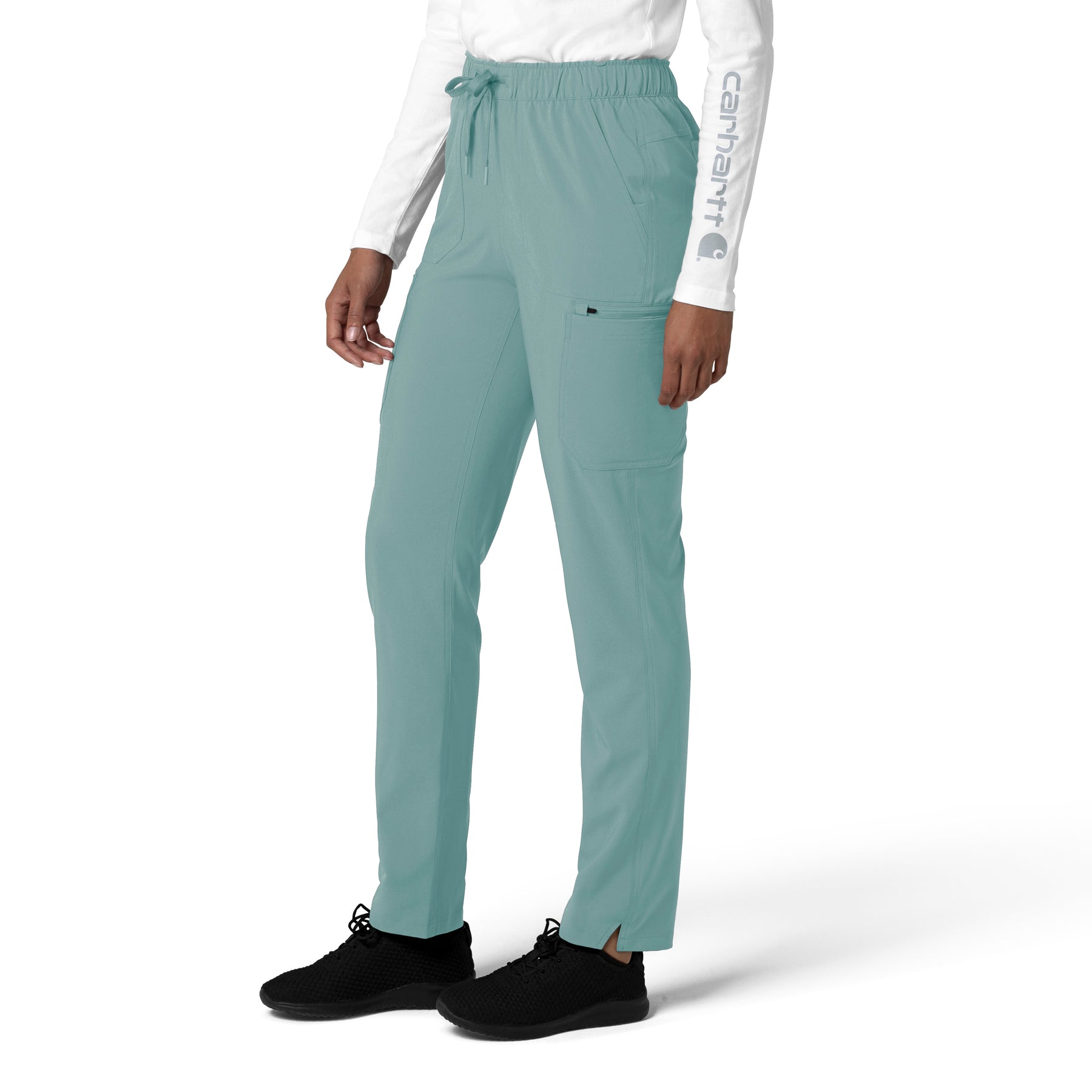 Force Cross-Flex Women's Straight Leg Cargo Scrub Pant Summer Blue side view