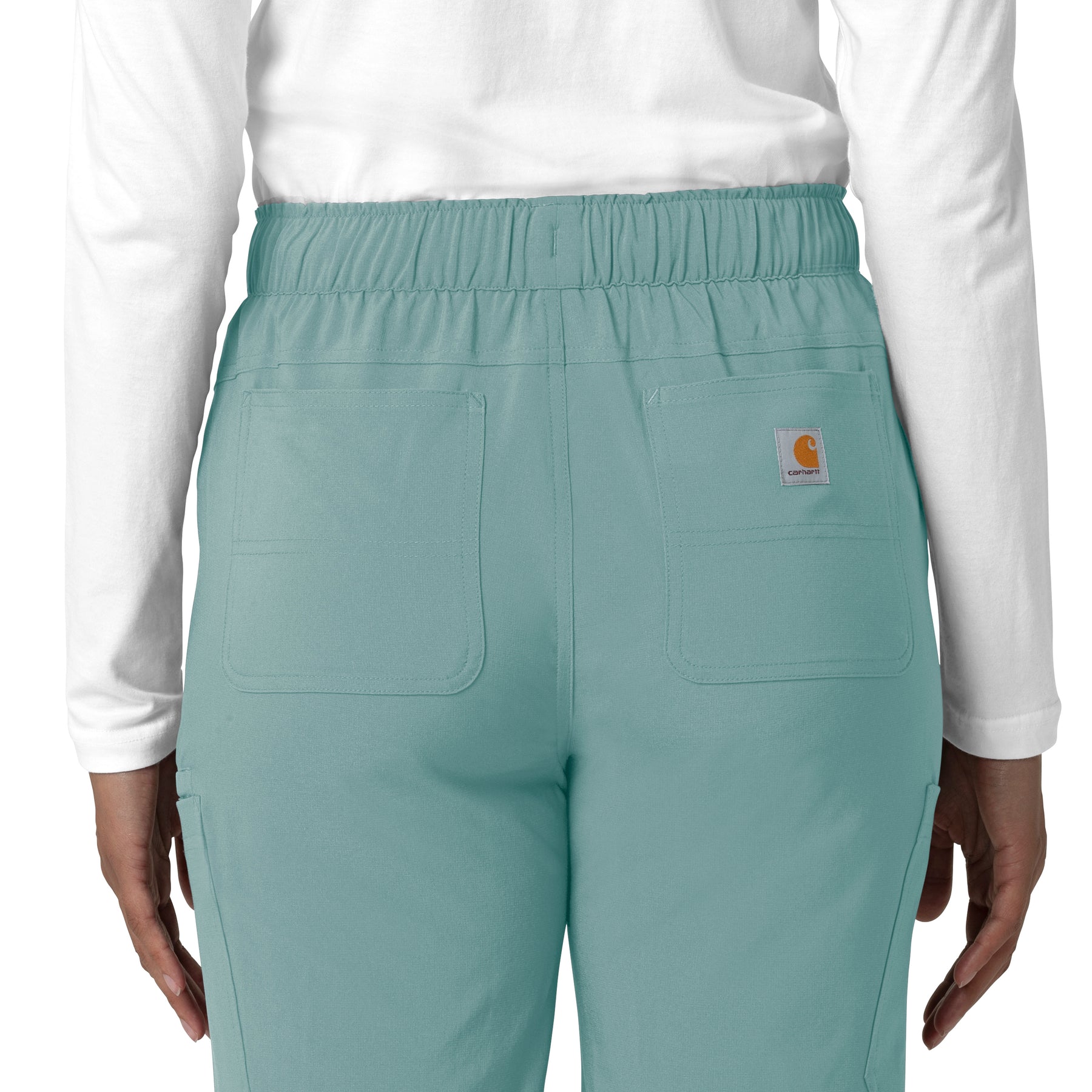 Force Cross-Flex Women's Straight Leg Cargo Scrub Pant Summer Blue hemline detail