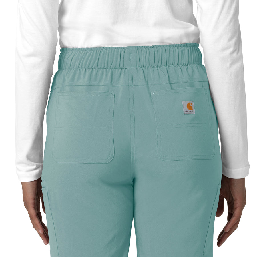 Force Cross-Flex Women's Straight Leg Cargo Scrub Pant Summer Blue hemline detail