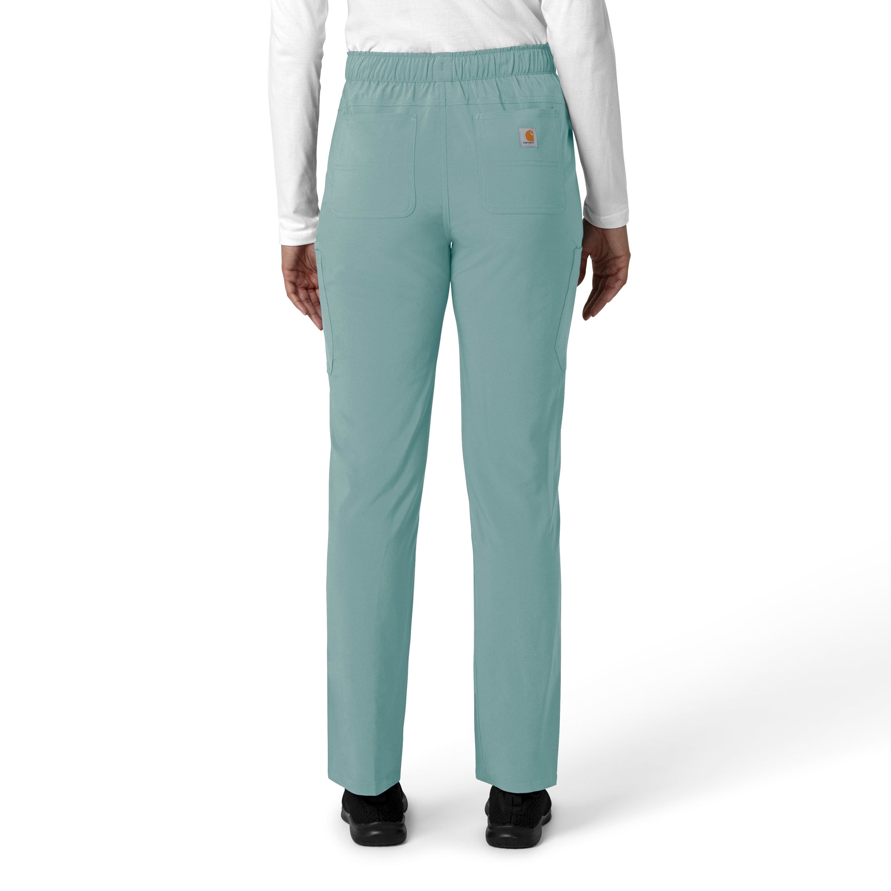Force Cross-Flex Women's Straight Leg Cargo Scrub Pant Summer Blue back view