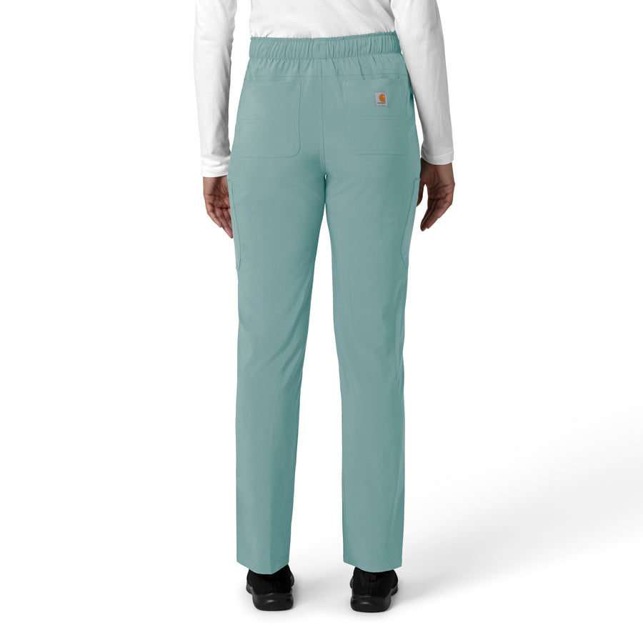 Force Cross-Flex Women's Straight Leg Cargo Scrub Pant Summer Blue back view