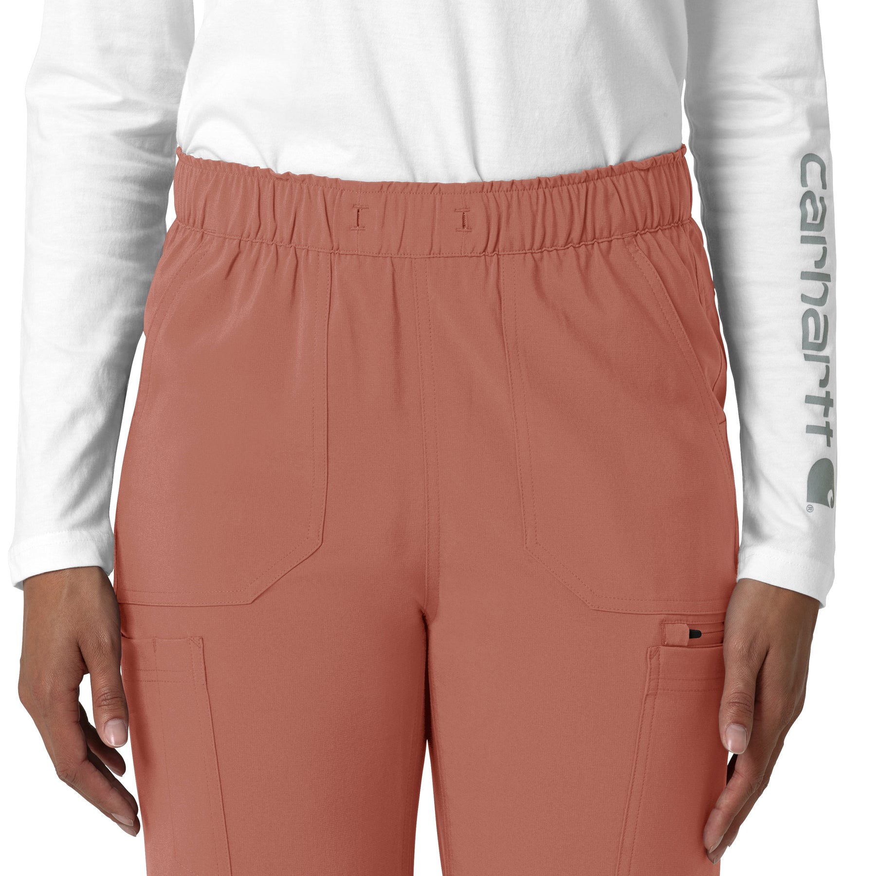 Force Cross-Flex Women's Straight Leg Cargo Scrub Pant Wildrose front detail