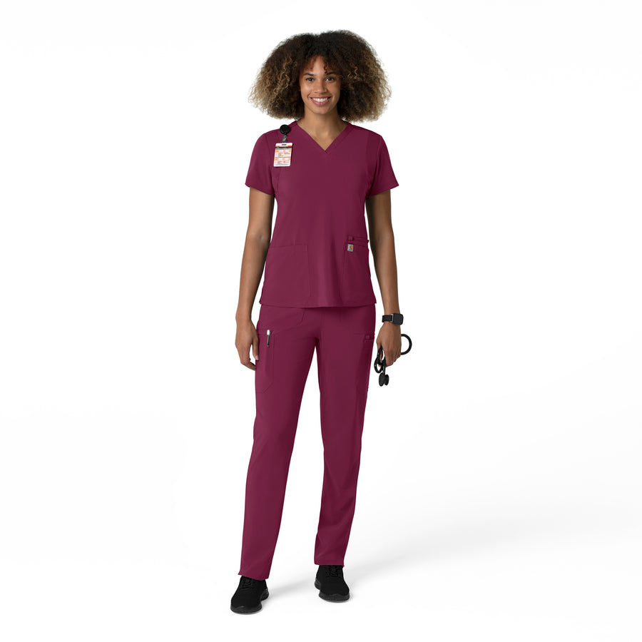 Force Cross-Flex Women's Straight Leg Cargo Scrub Pant Wine full scrub set
