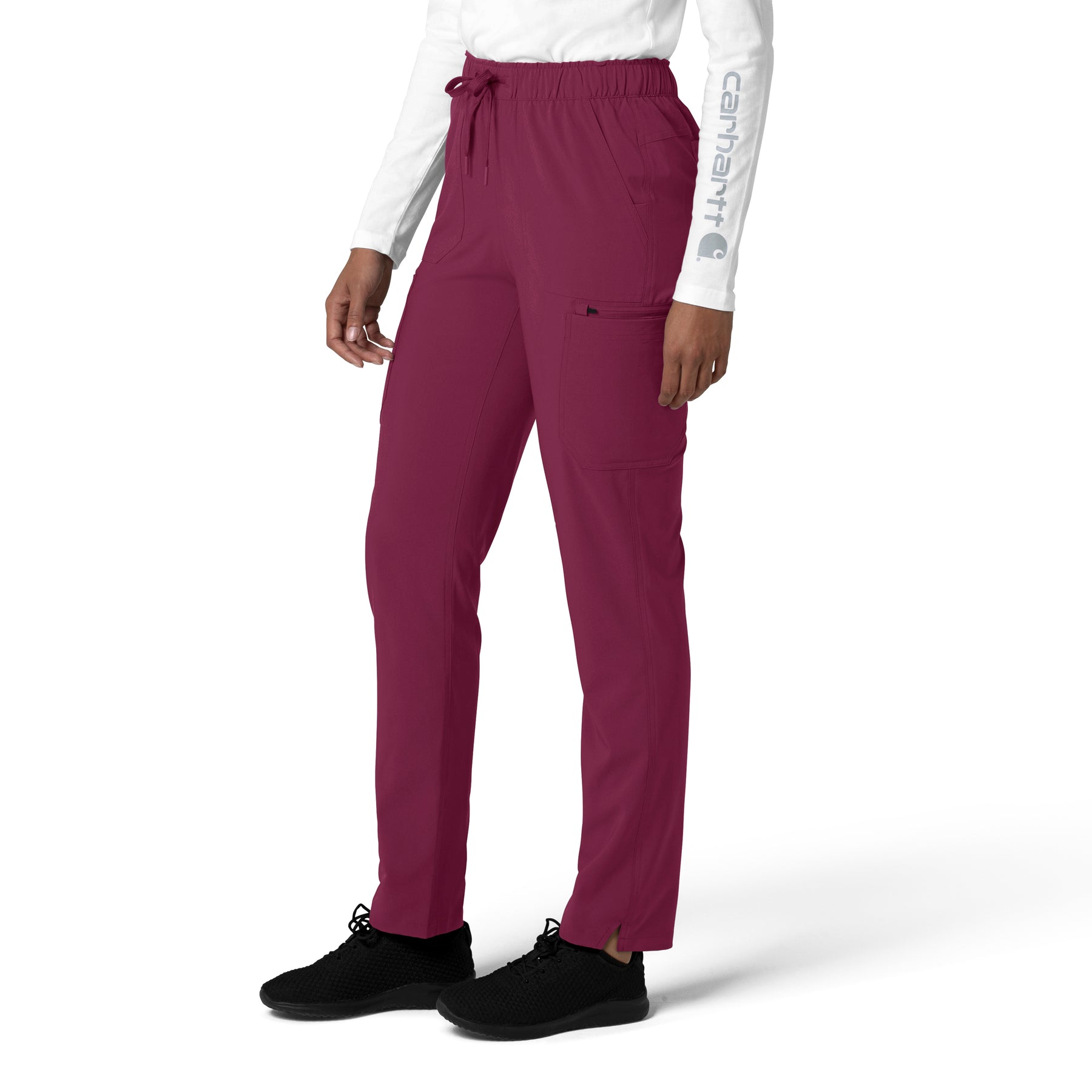 Force Cross-Flex Women's Straight Leg Cargo Scrub Pant Wine side view