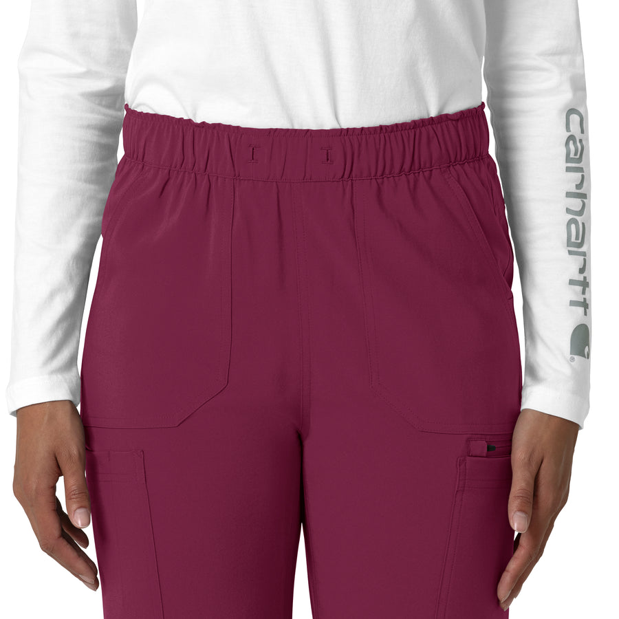 Force Cross-Flex Women's Straight Leg Cargo Scrub Pant Wine front detail