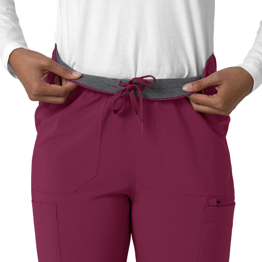 Force Cross-Flex Women's Straight Leg Cargo Scrub Pant Wine side detail 1