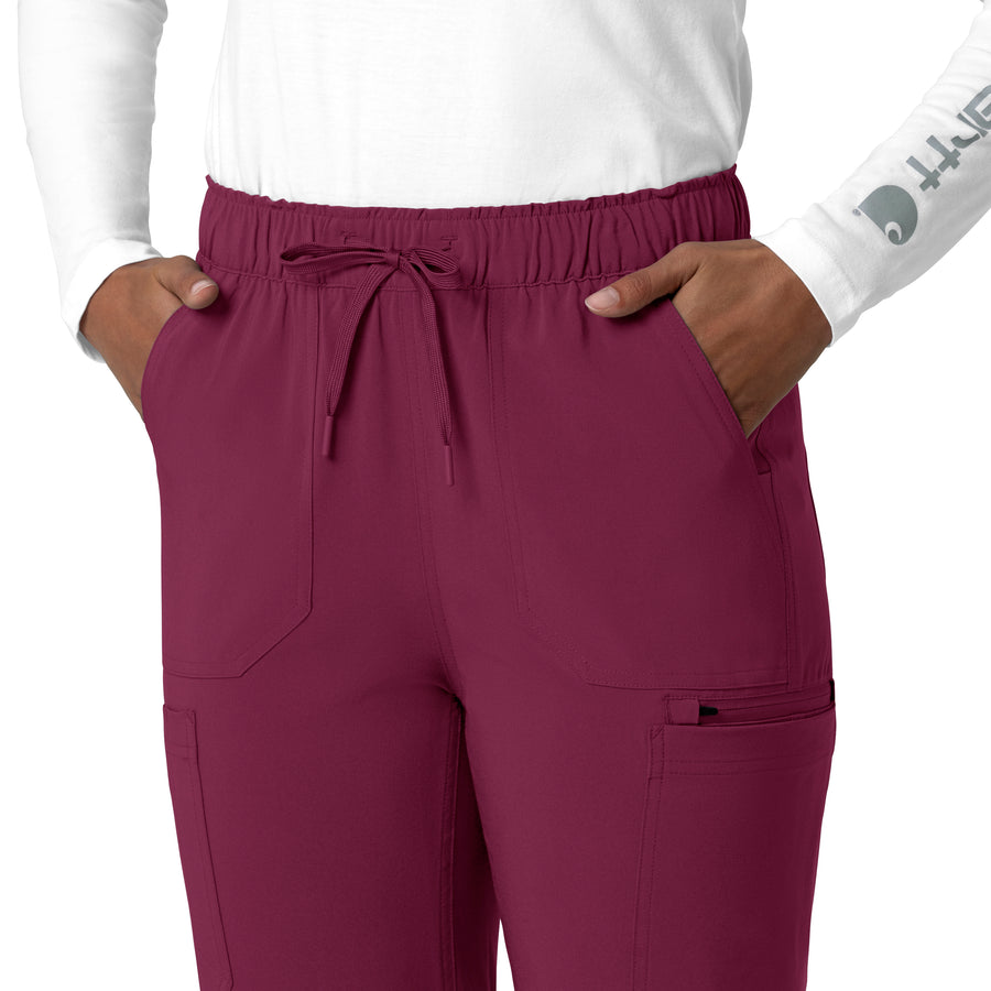 Force Cross-Flex Women's Straight Leg Cargo Scrub Pant Wine side detail 2