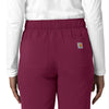 Force Cross-Flex Women's Straight Leg Cargo Scrub Pant Wine hemline detail