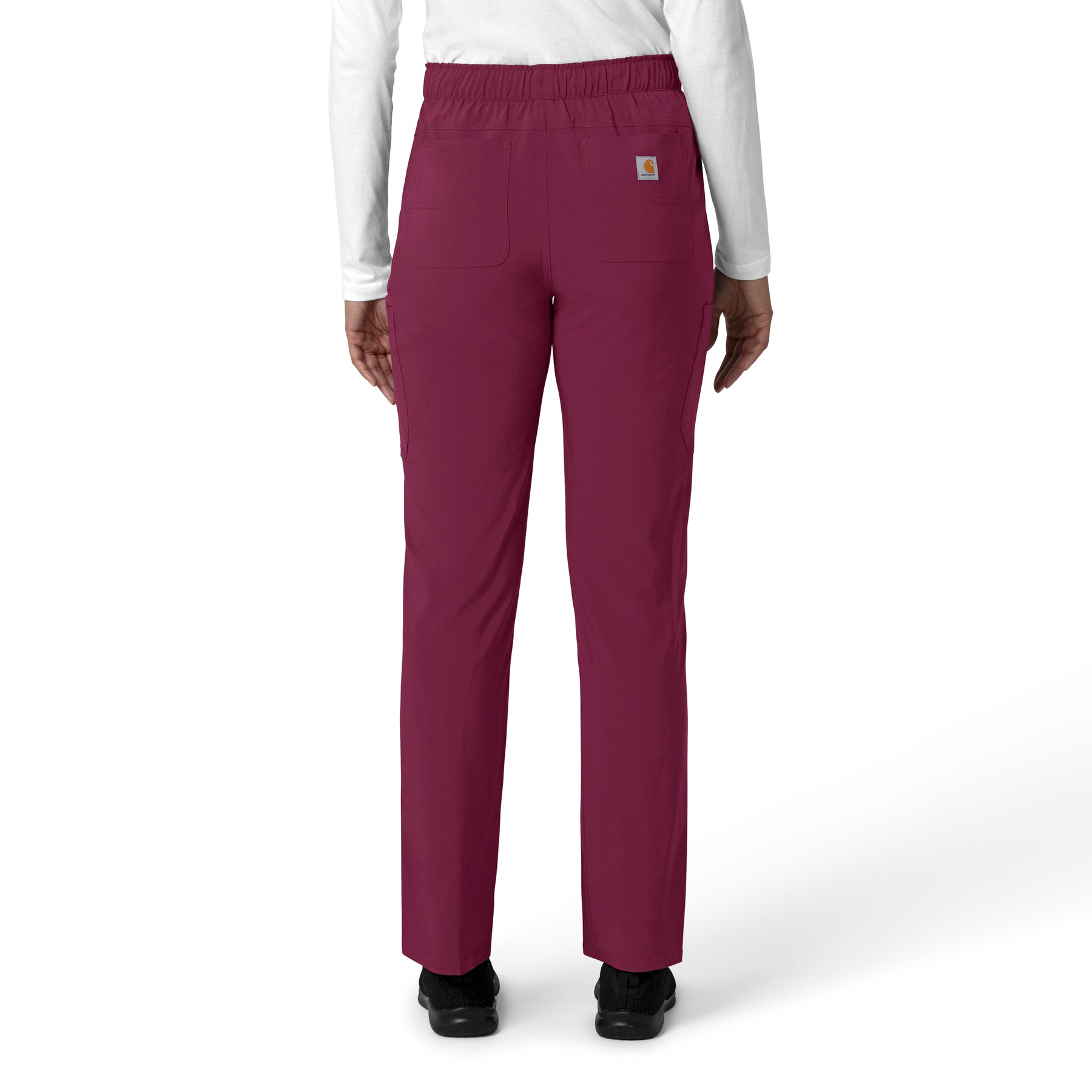 Force Cross-Flex Women's Straight Leg Cargo Scrub Pant Wine back view