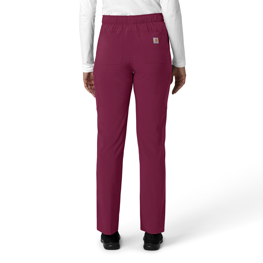 Force Cross-Flex Women's Straight Leg Cargo Scrub Pant Wine back view