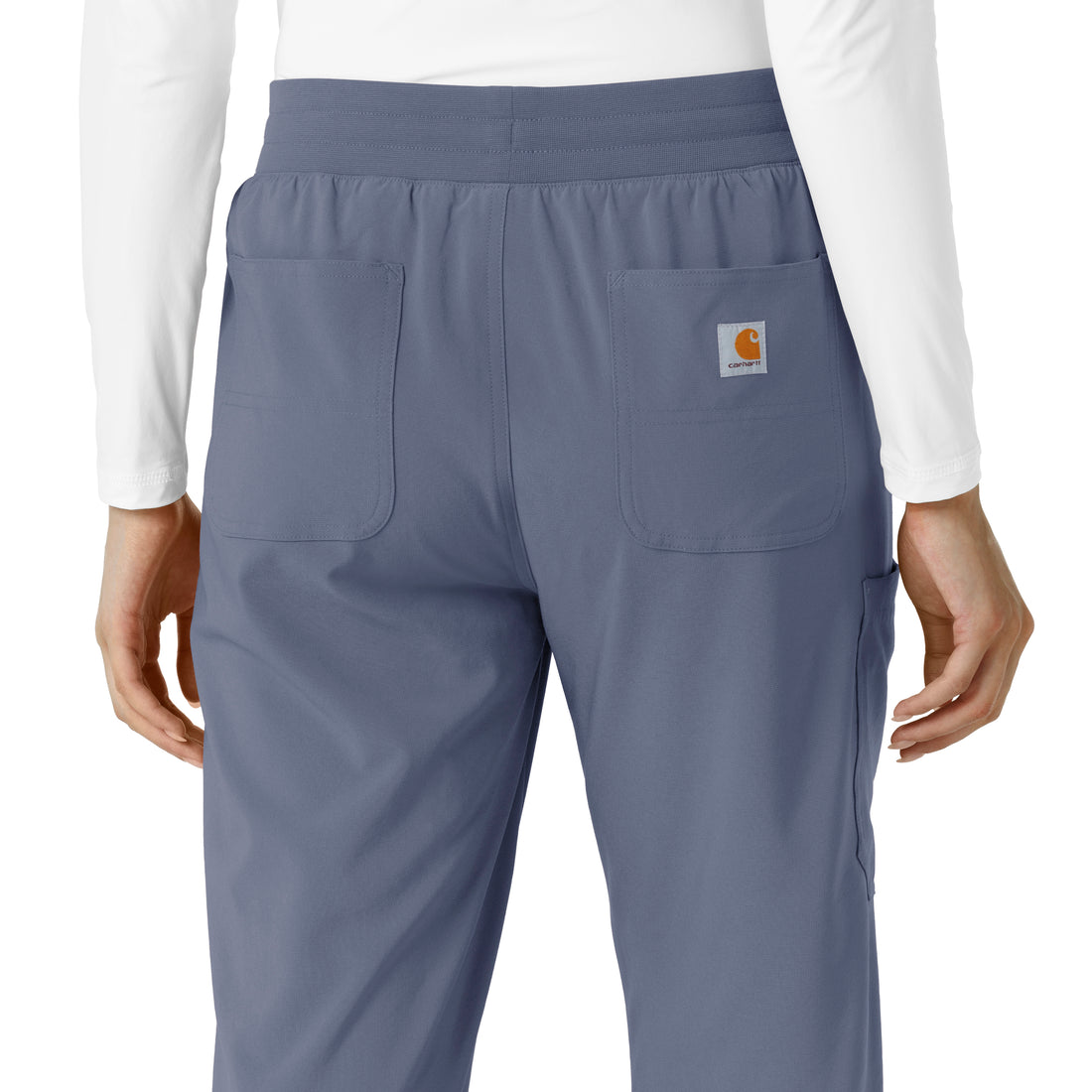 Carhartt Cross-Flex Women's Boot Cut Scrub Pant - Approaching Storm back pockets