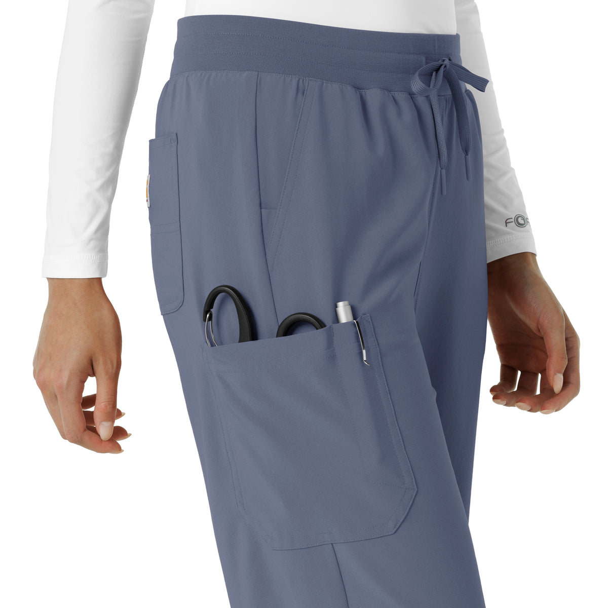 Carhartt Cross-Flex Women's Boot Cut Scrub Pant - Approaching Storm pocket
