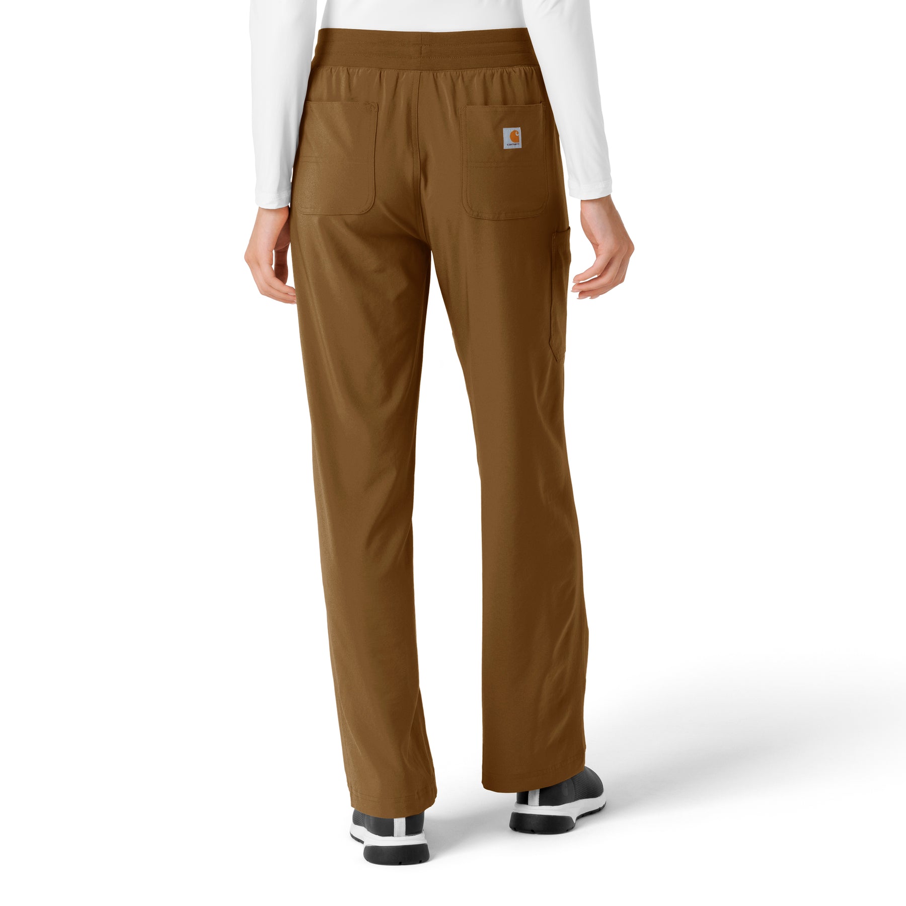 Force Cross-Flex Women's Boot Cut Scrub Pant Carhartt Brown back view