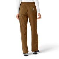 Force Cross-Flex Women's Boot Cut Scrub Pant Carhartt Brown back view