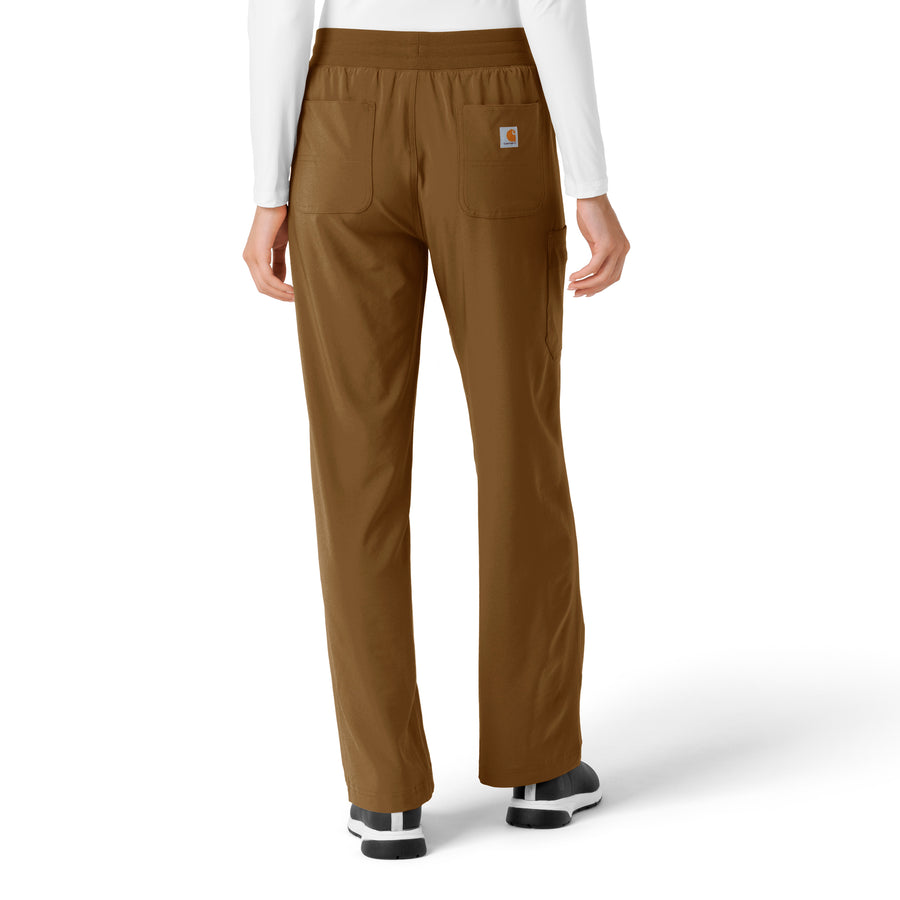 Force Cross-Flex Women's Boot Cut Scrub Pant Carhartt Brown back view