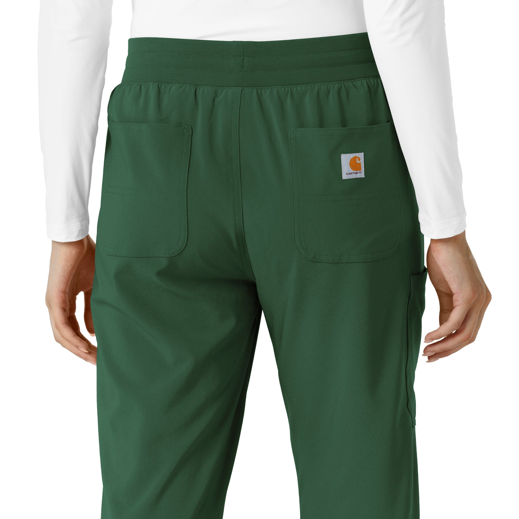 Carhartt Cross-Flex Women's Boot Cut Scrub Pant - Douglas Fir back pockets