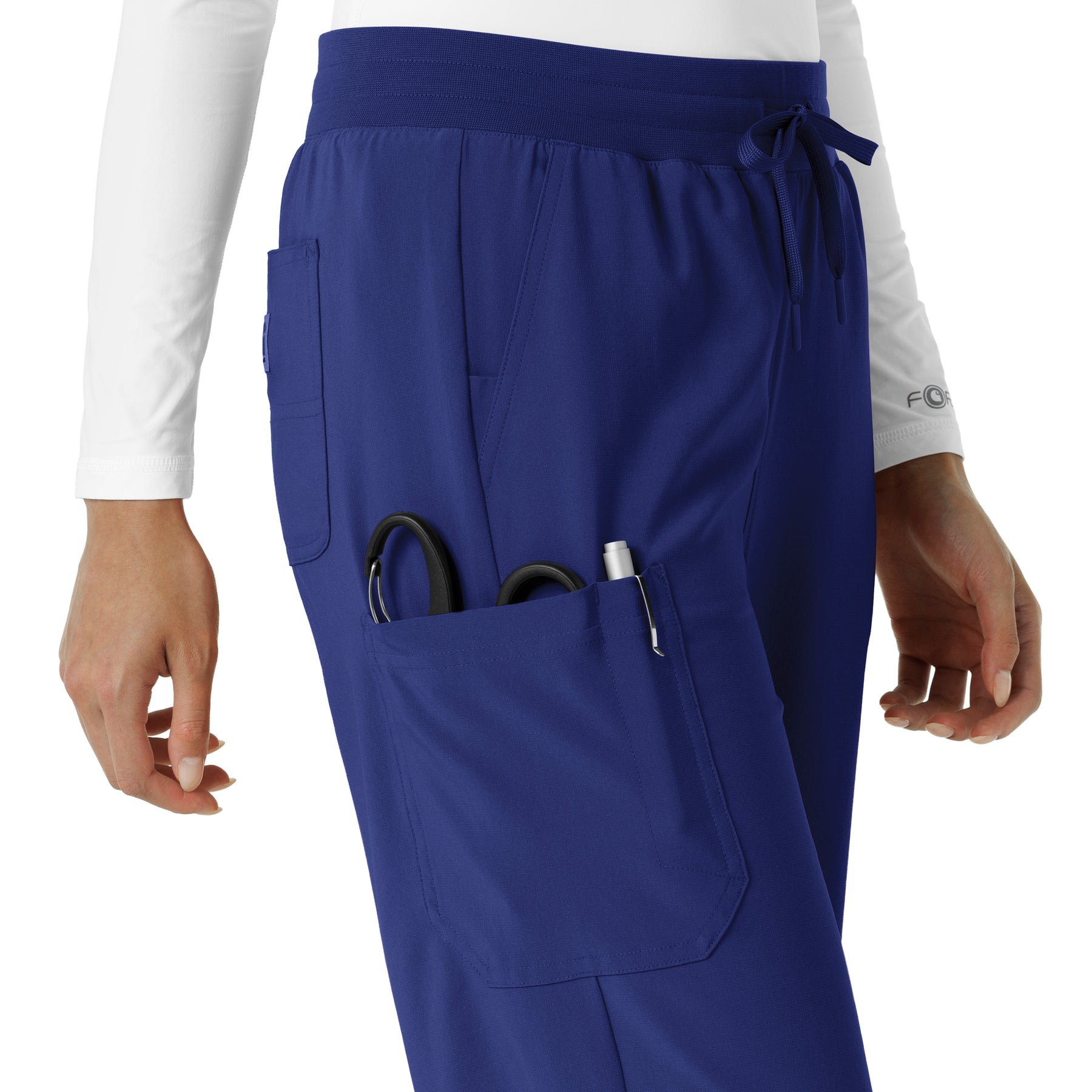 Force Cross-Flex Women's Boot Cut Scrub Pant Galaxy Blue hemline detail
