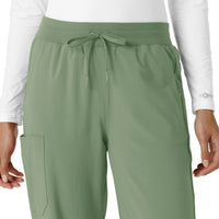 Force Cross-Flex Women's Boot Cut Scrub Pant Green Slate front detail