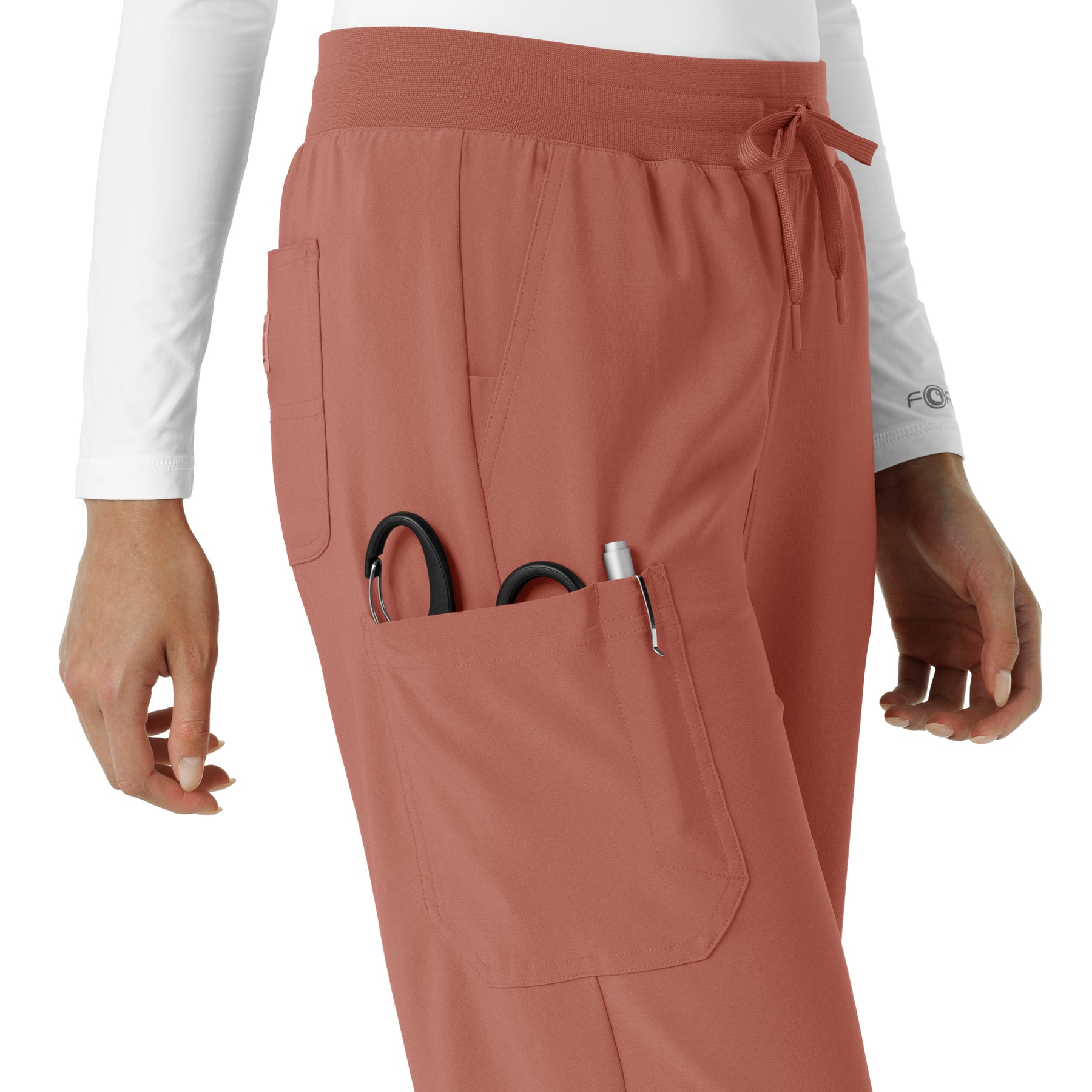 Force Cross-Flex Women's Boot Cut Scrub Pant Wildrose hemline detail