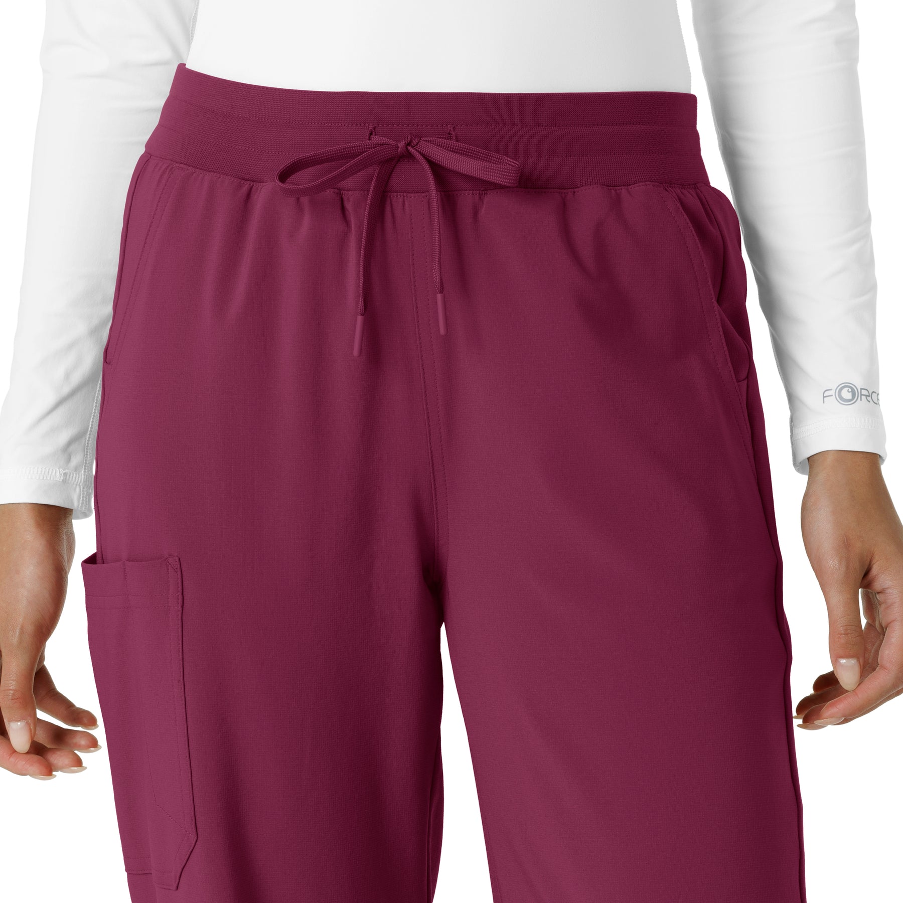Force Cross-Flex Women's Boot Cut Scrub Pant Wine front detail