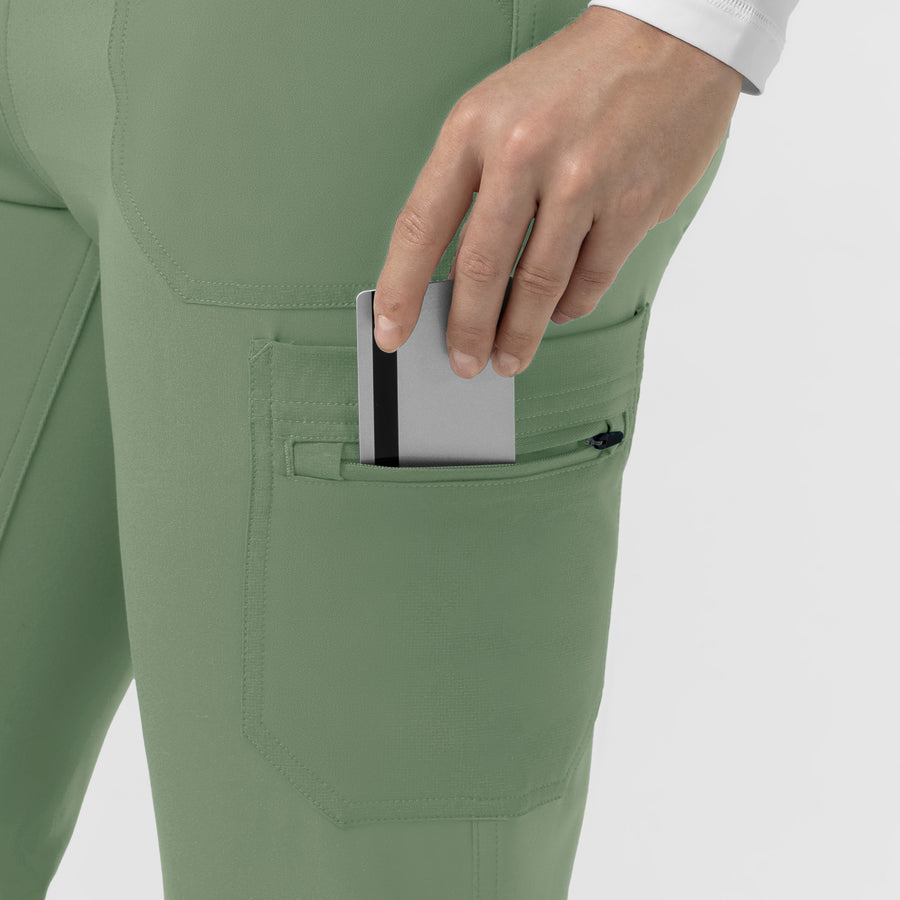 Force Cross-Flex Knit Women's Modern Scrub Pant Green Slate front detail