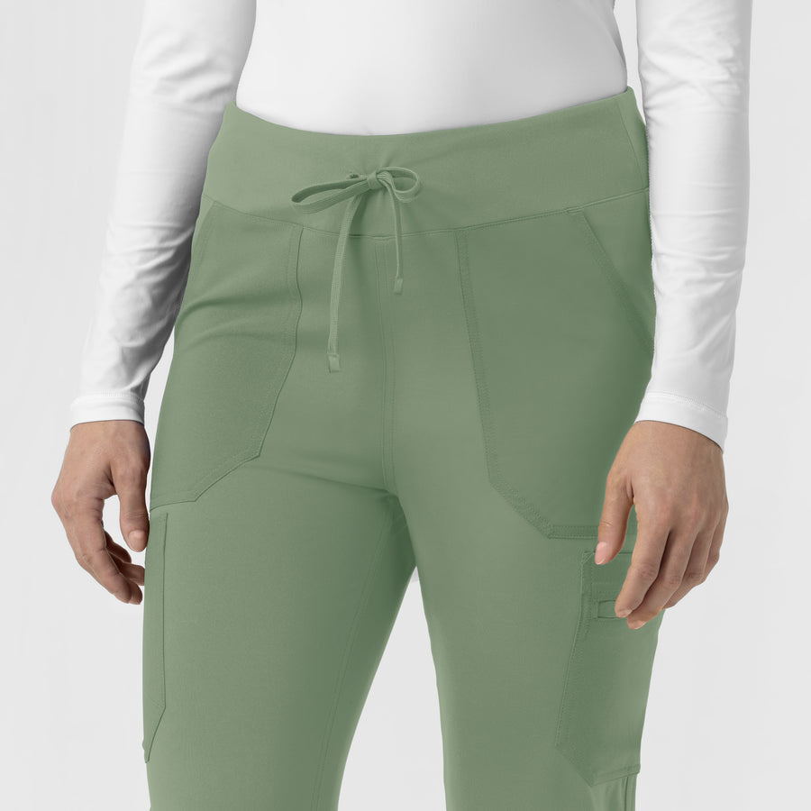 Force Cross-Flex Knit Women's Modern Scrub Pant Green Slate hemline detail