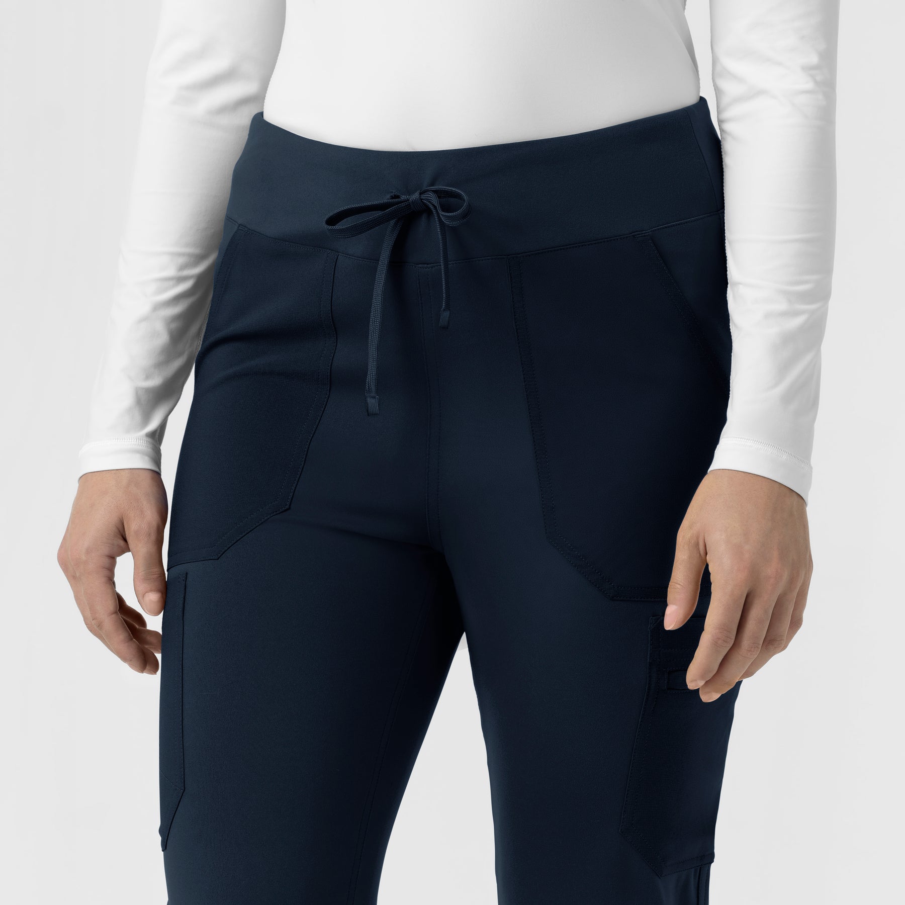 Force Cross-Flex Knit Women's Modern Scrub Pant Navy hemline detail