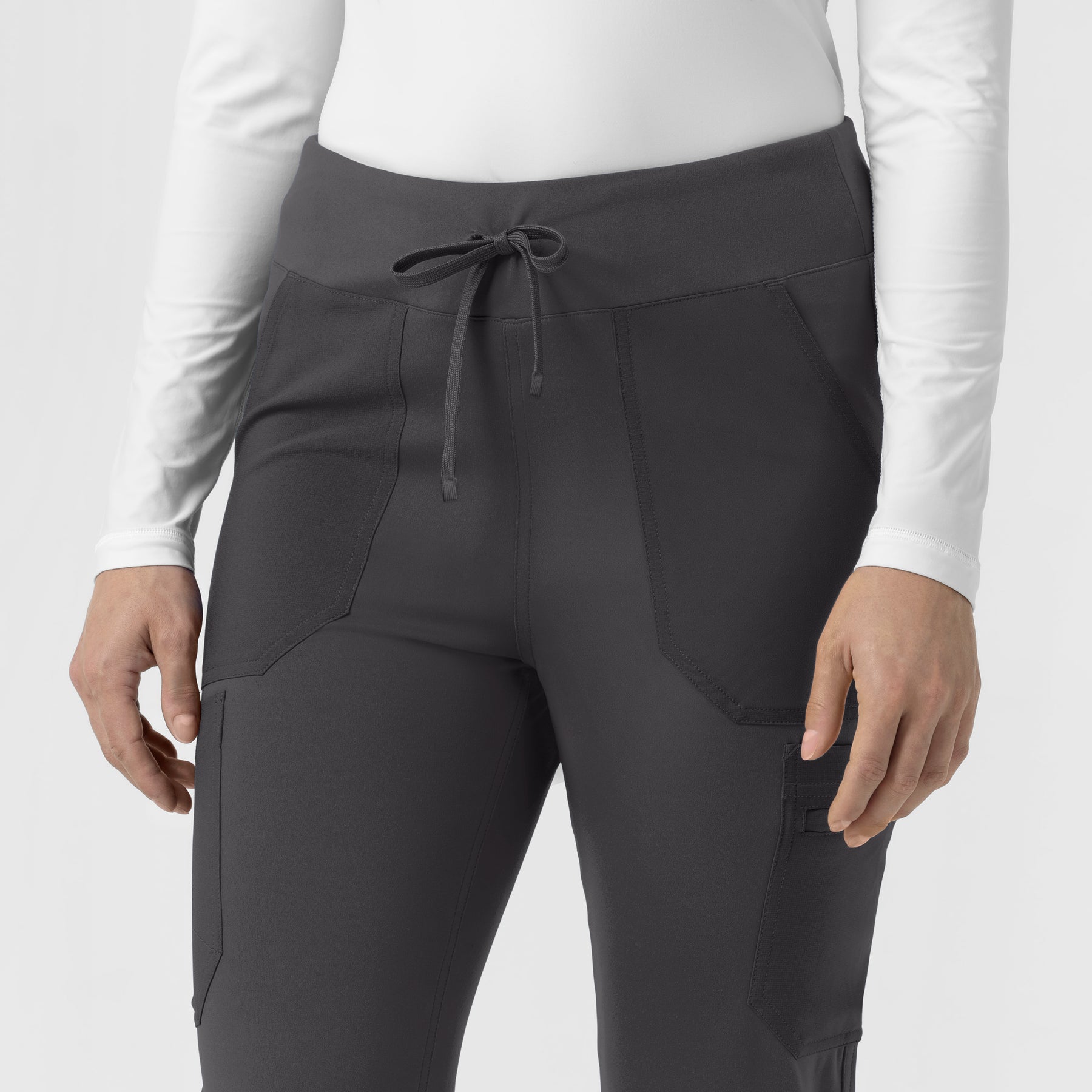 Force Cross-Flex Knit Women's Modern Scrub Pant Pewter hemline detail