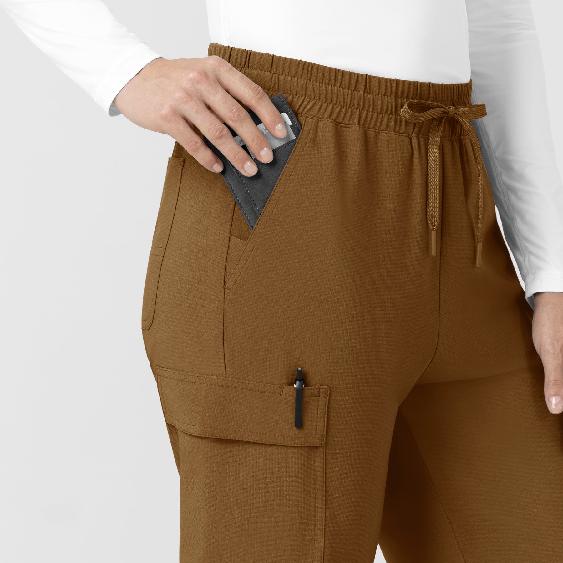 Force Cross-Flex Women’s Force Cross-Flex High Waisted Ankle Scrub Pant Carhartt Brown side detail 2