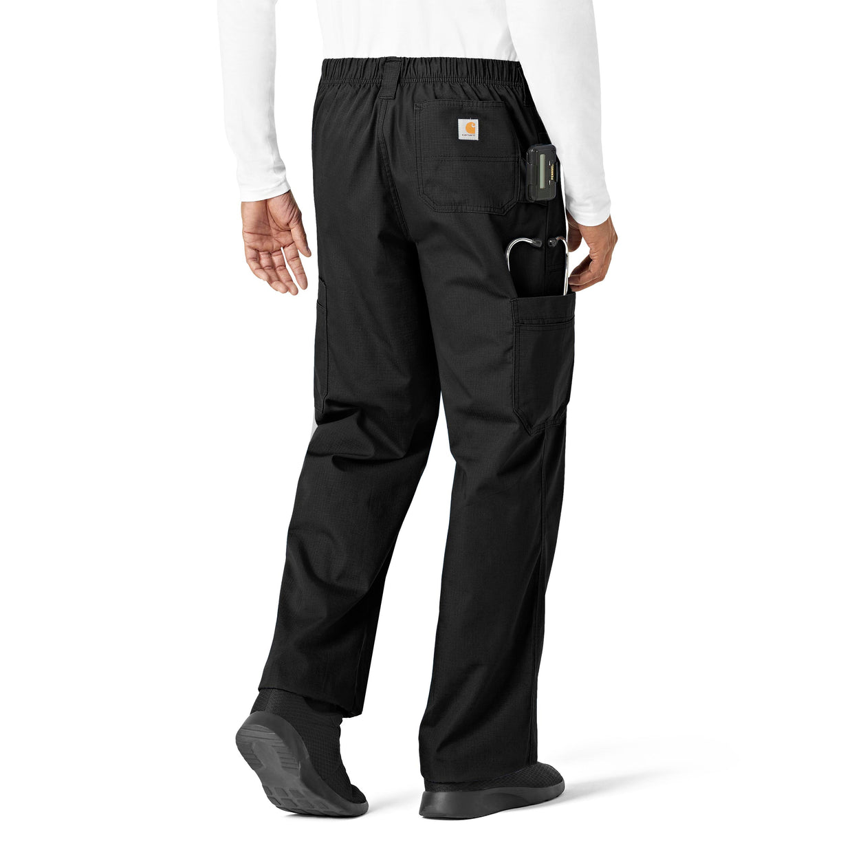 Ripstop & Sub-Scrubs Men's Boot Cut 8-Pocket Cargo Scrub Pant Black side detail 1