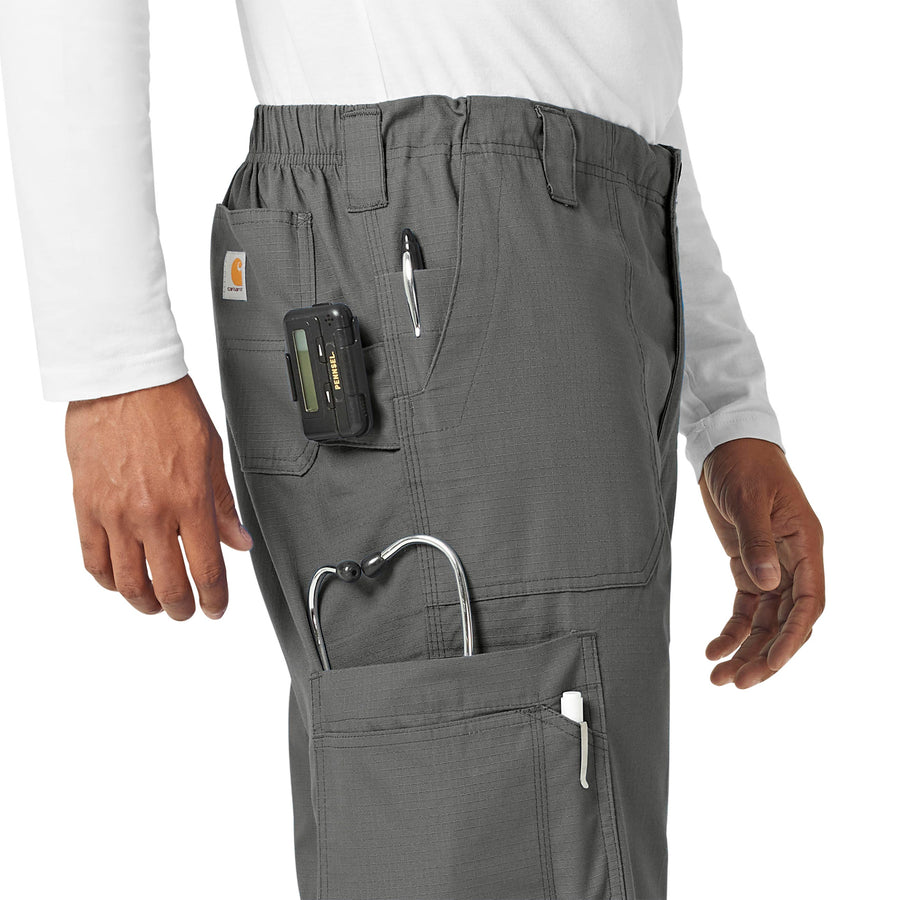 Ripstop & Sub-Scrubs Men's Boot Cut 8-Pocket Cargo Scrub Pant Dark Pewter front detail
