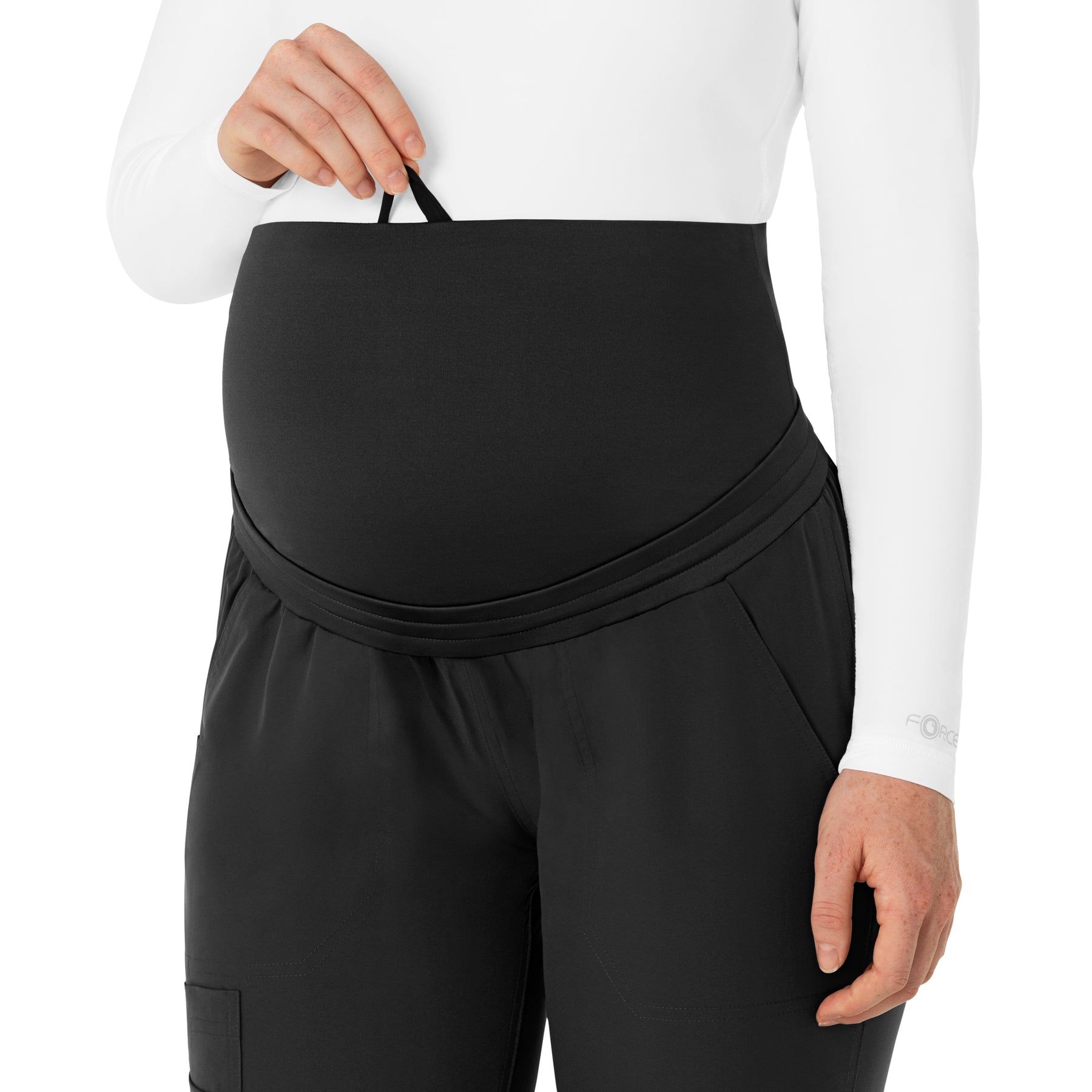 Carhartt Force Essentials Women's Maternity Jogger Scrub Pant - Black belly band drawcard