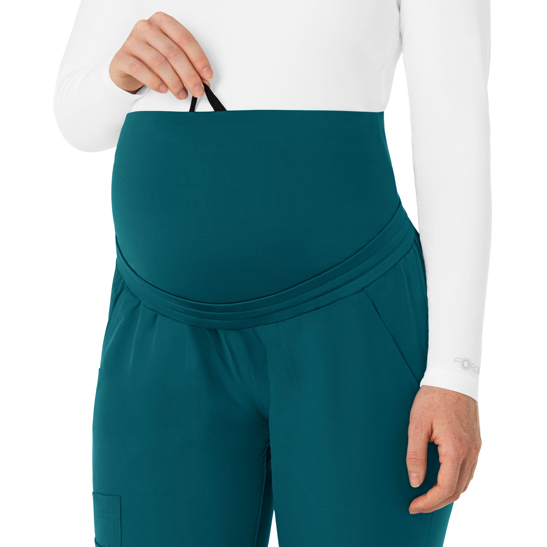Carhartt Force Essentials Women's Maternity Jogger Scrub Pant - Caribbean belly band drawcord