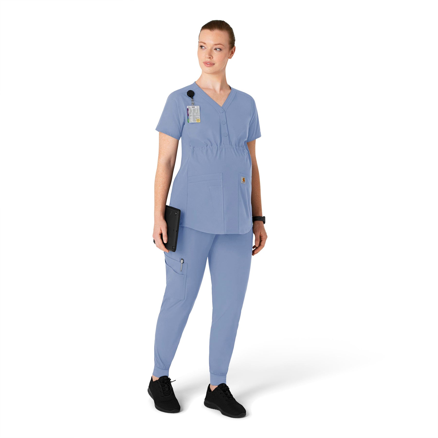 Force Essentials Women's Maternity Jogger Scrub Pant Ceil Blue full scrub set