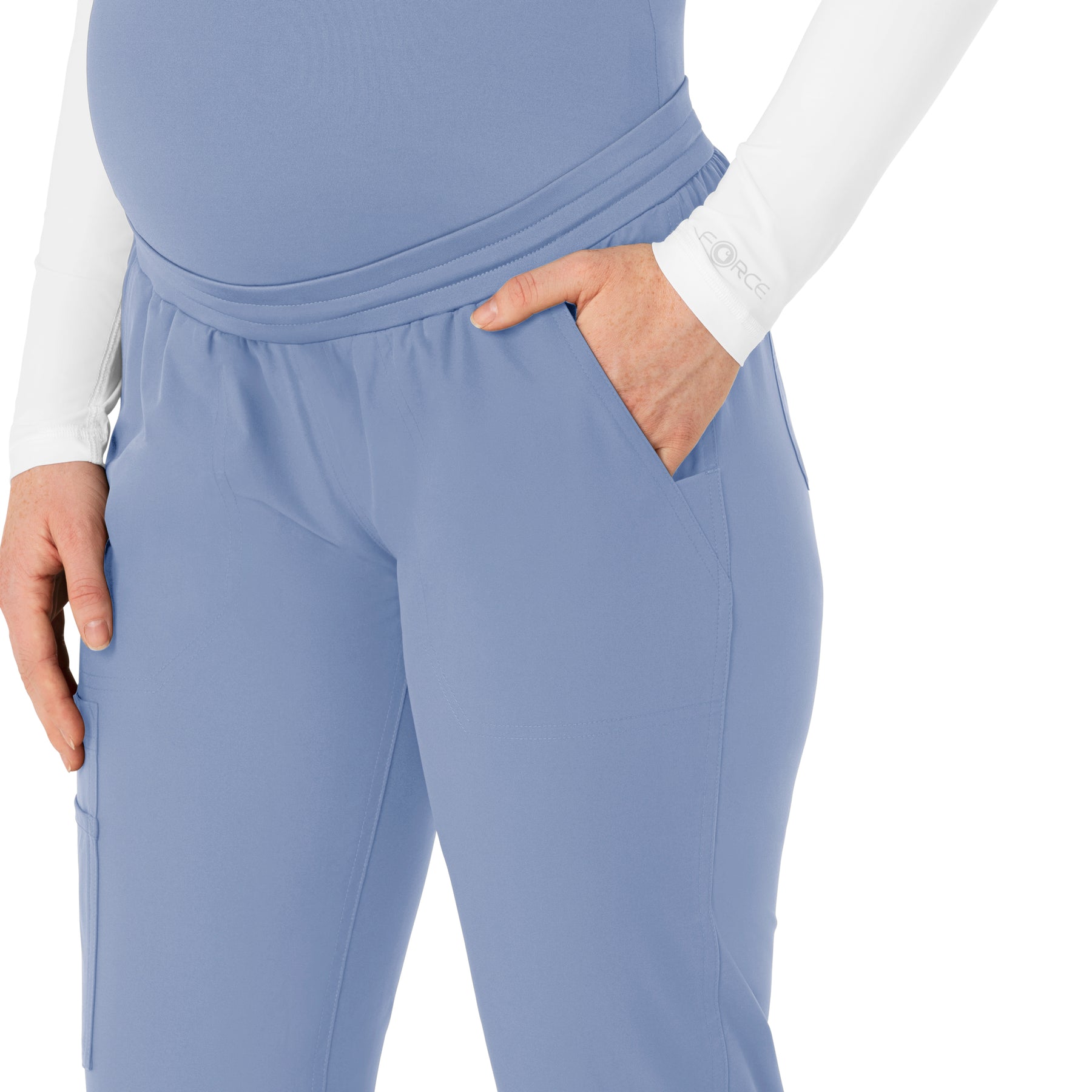 Force Essentials Women's Maternity Jogger Scrub Pant Ceil Blue side detail 2