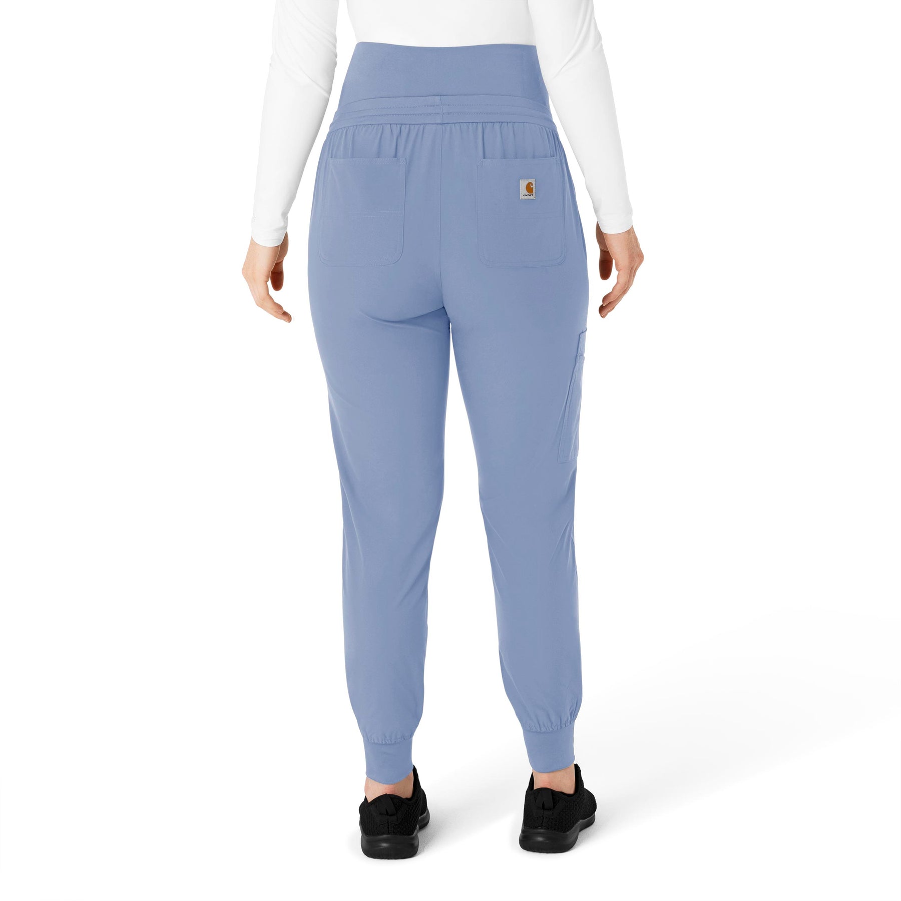 Force Essentials Women's Maternity Jogger Scrub Pant Ceil Blue back view