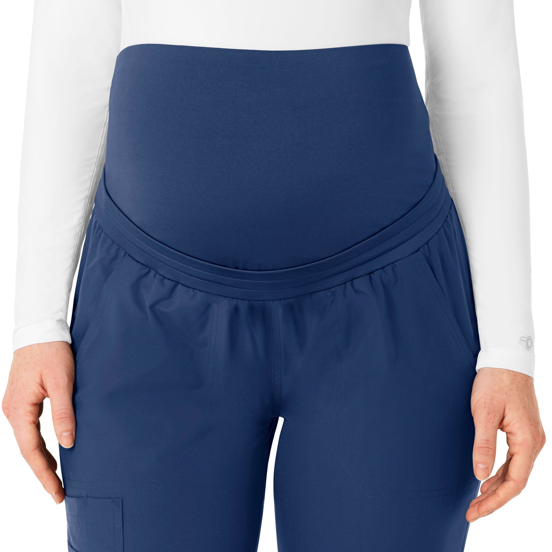 Carhartt Force Essentials Women's Maternity Jogger Scrub Pant - Navy belly band