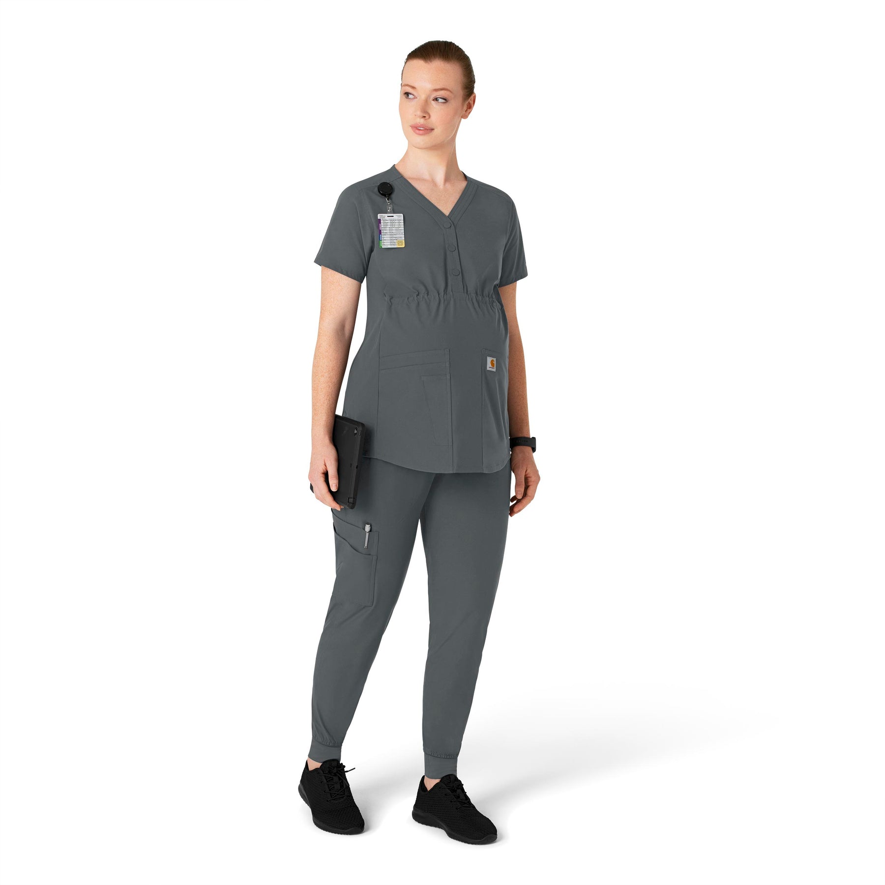 Force Essentials Women's Maternity Jogger Scrub Pant Pewter full scrub set
