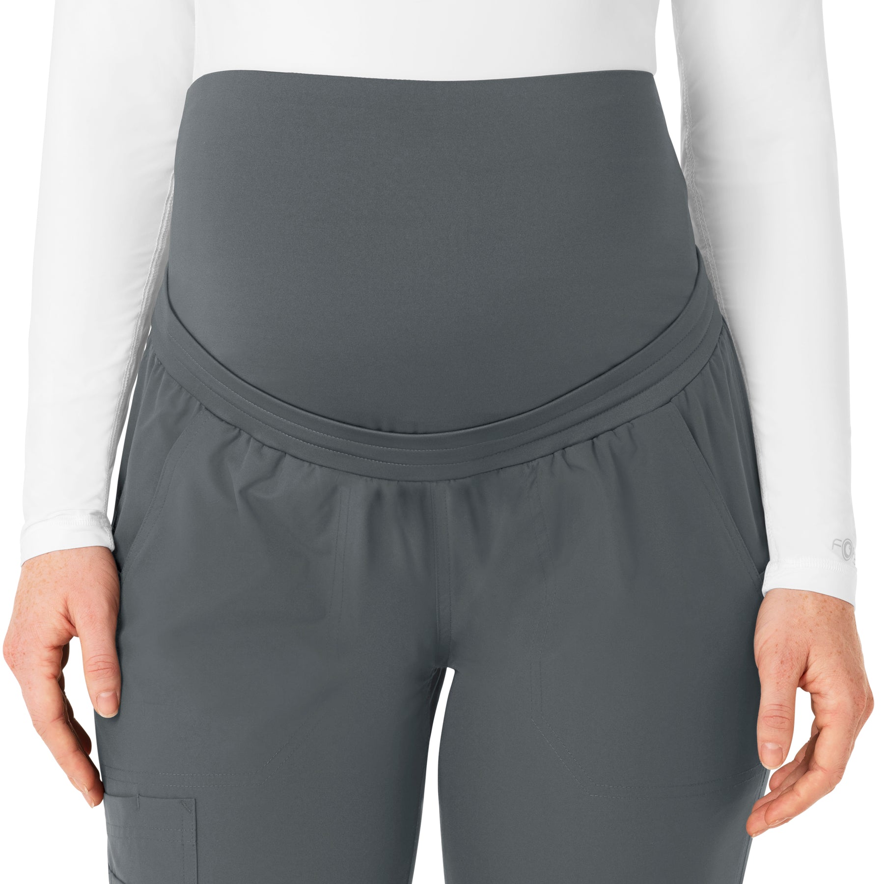 Carhartt Force Essentials Women's Maternity Jogger Scrub Pant - Pewter belly band