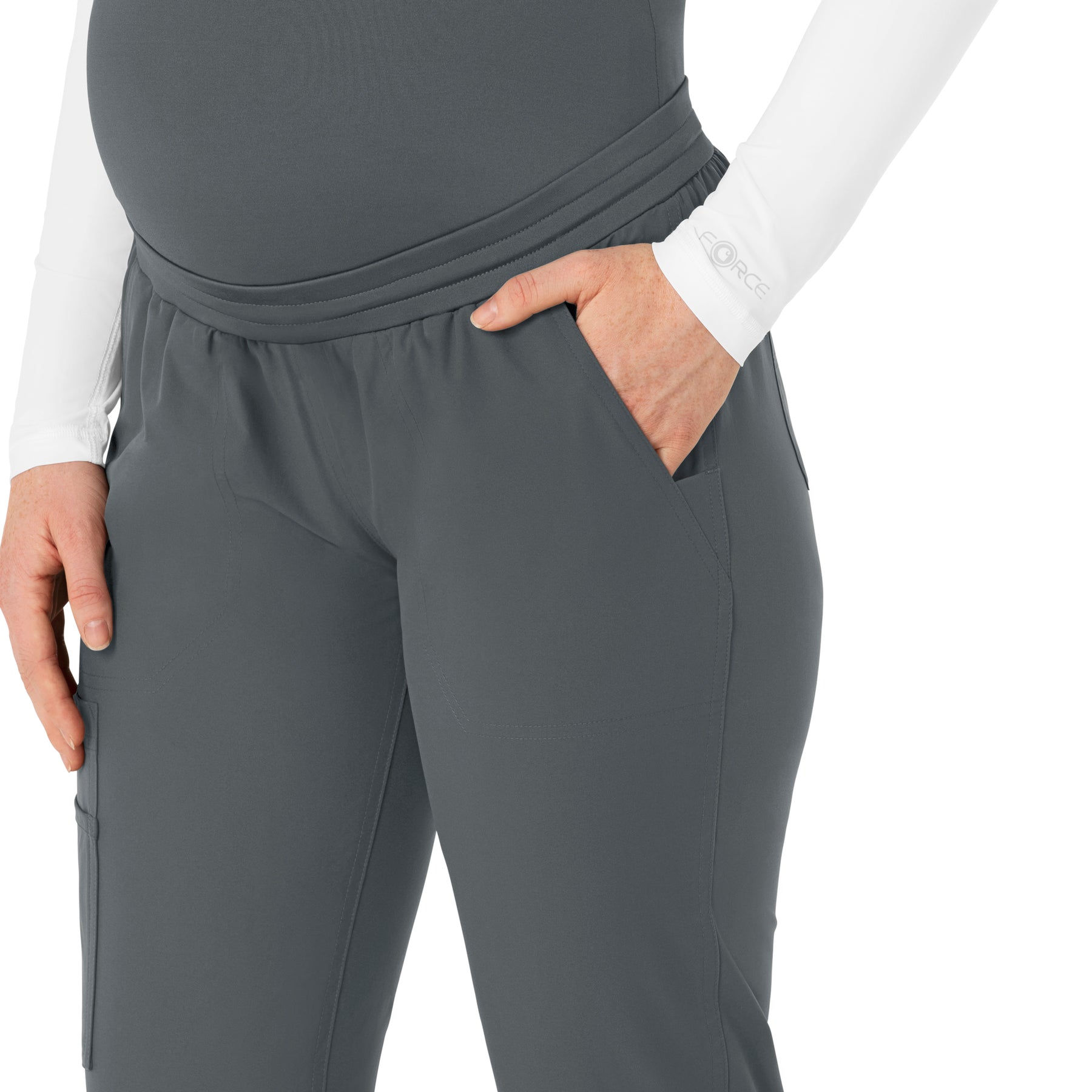 Carhartt Force Essentials Women's Maternity Jogger Scrub Pant - Pewter pocket