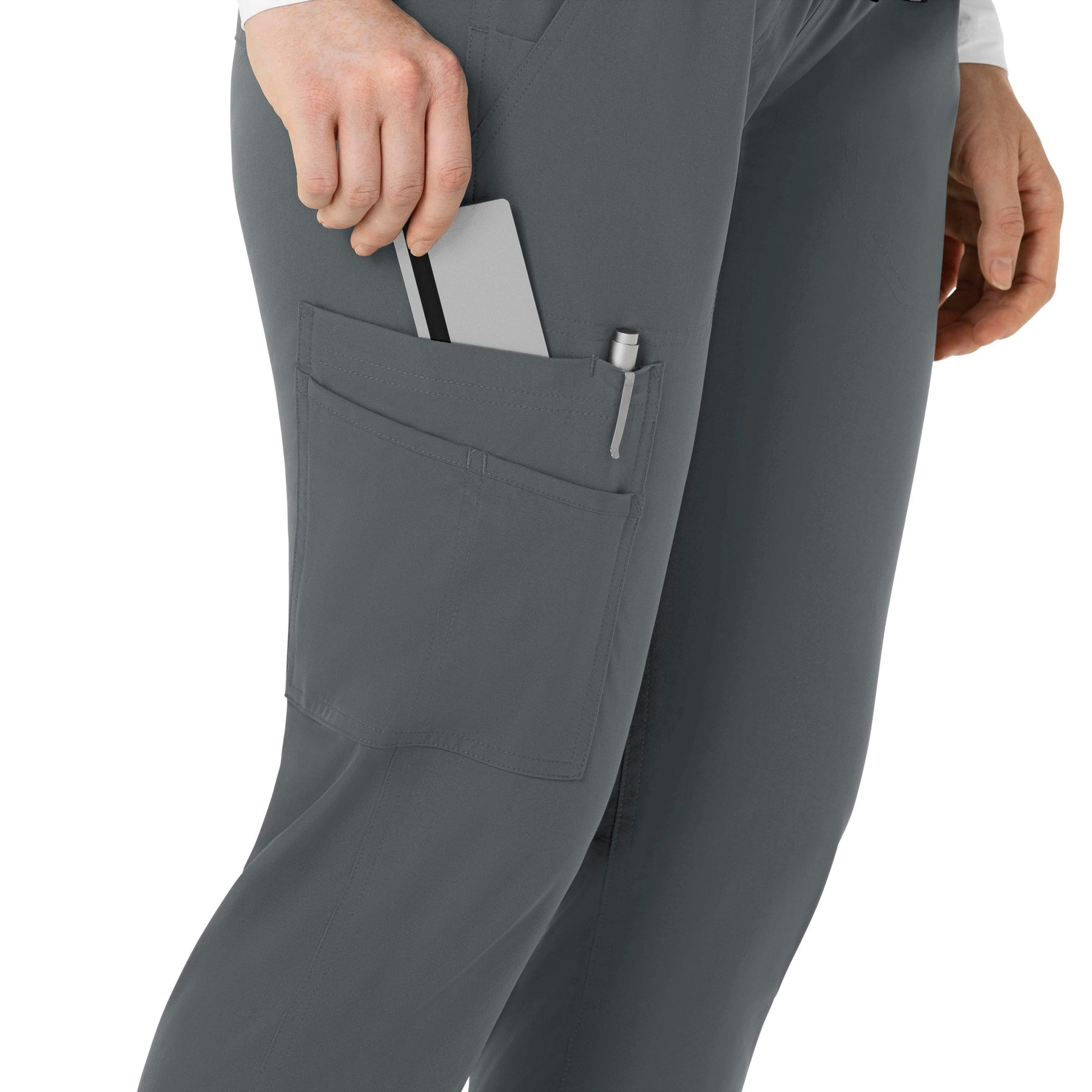 Force Essentials Women's Maternity Jogger Scrub Pant Pewter hemline detail