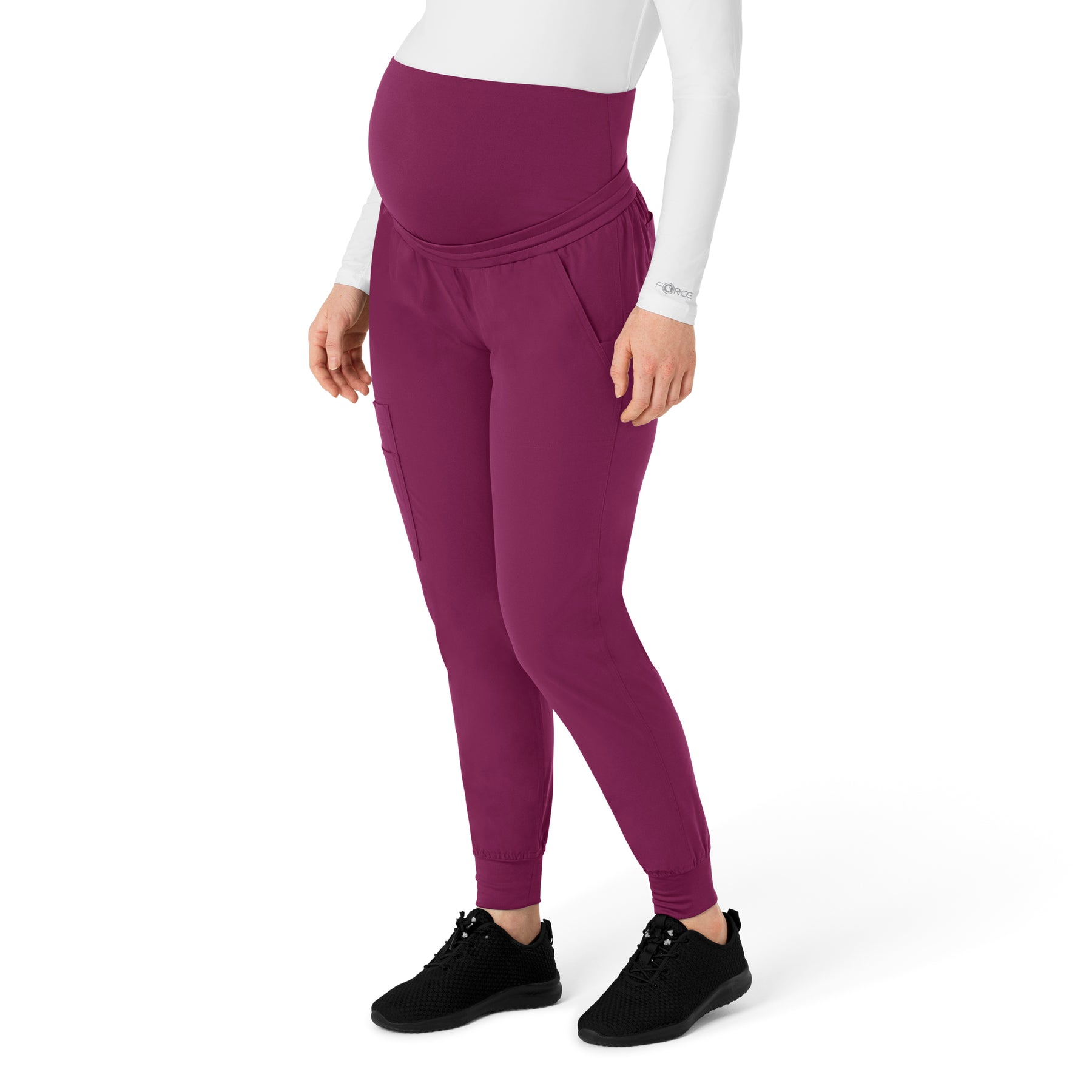 Force Essentials Women's Maternity Jogger Scrub Pant Wine